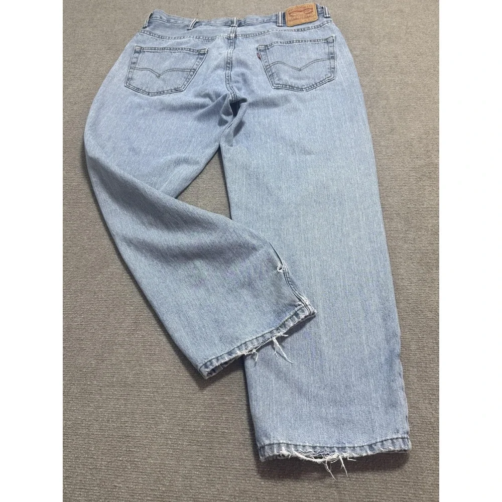 Levis 550 Jeans Mens 38x32 Light Wash Relaxed Fit Tapered Leg‎ Denim Zip Fly